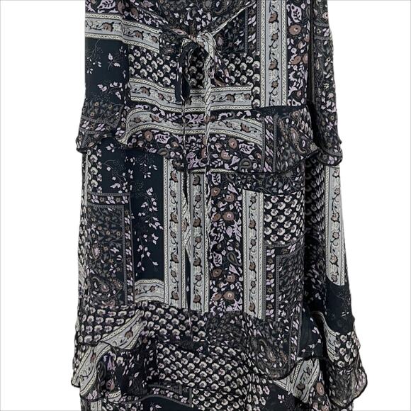 NWT Lulus Floral Print Patchwork Tie Waist Ruffle Maxi Dress Size XS - Picture 5 of 9
